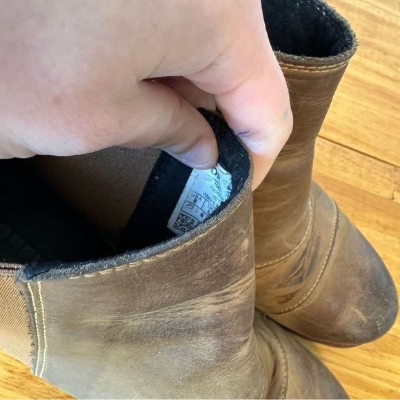 Sorel Lea Tan Brown Leather Chelsea Wedge Heel Ankle Boots Size 8 - Picture 5 of 8